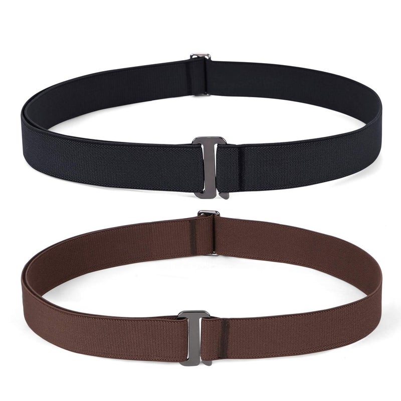 JASGOOD No Show Women Stretch Belt Invisible Elastic Web Strap Belt with Flat Buckle for Jeans Pants Dresses - Image 1